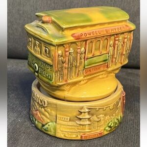 Vintage Powell Mason Hyde Cable Car San Francisco Trolley Music Box Ceramic